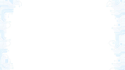 Futuristic clean white background with elegant circuit board outlines on the edges, providing a versatile digital frame for presentations, reports, and creative technological concepts