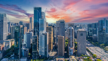 Obraz premium 21 January 2026 Aerial Drone View of Sydney Harbour Circular Quay on a nice Summer day beautiful Sky in Sydney NSW Australia
