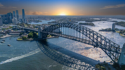 21 January 2026 Aerial Drone View of Sydney Harbour Circular Quay on a nice Summer day beautiful Sky in Sydney NSW Australia