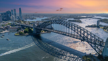21 January 2026 Aerial Drone View of Sydney Harbour Circular Quay on a nice Summer day beautiful Sky in Sydney NSW Australia