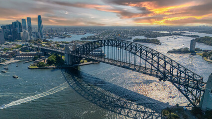 21 January 2026 Aerial Drone View of Sydney Harbour Circular Quay on a nice Summer day beautiful Sky in Sydney NSW Australia
