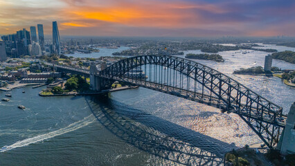 21 January 2026 Aerial Drone View of Sydney Harbour Circular Quay on a nice Summer day beautiful Sky in Sydney NSW Australia