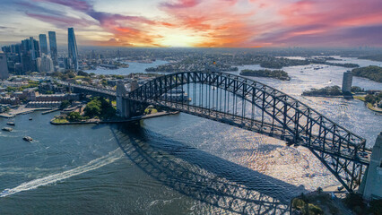 21 January 2026 Aerial Drone View of Sydney Harbour Circular Quay on a nice Summer day beautiful Sky in Sydney NSW Australia