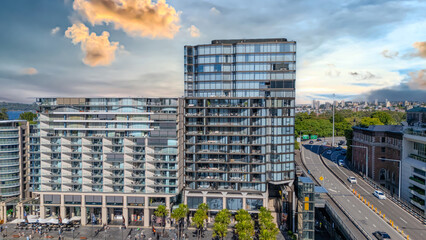 21 January 2026 Aerial Drone View of Sydney Harbour Circular Quay on a nice Summer day beautiful Sky in Sydney NSW Australia