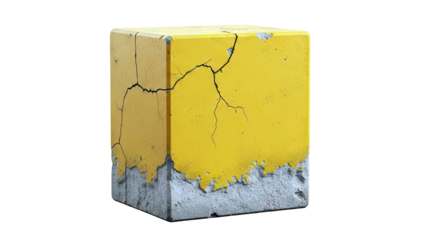 Cracked Yellow Concrete Cube