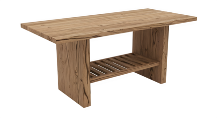 Wooden science bench isolated on transparent background