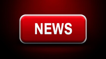 Red news button on dark background