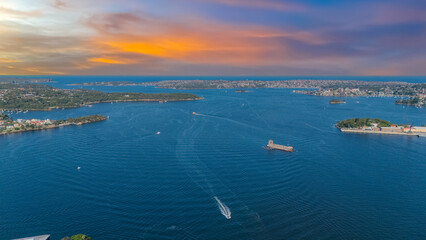 21 January 2026 Aerial Drone View of Sydney Harbour Circular Quay on a nice Summer day beautiful Sky in Sydney NSW Australia