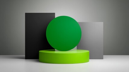 Abstract geometric shapes in green and gray minimalist design