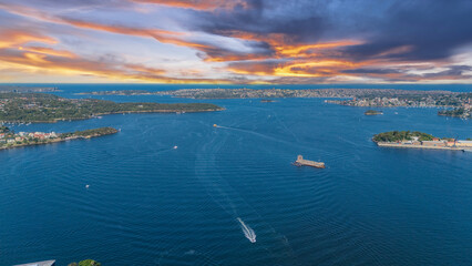21 January 2026 Aerial Drone View of Sydney Harbour Circular Quay on a nice Summer day beautiful Sky in Sydney NSW Australia