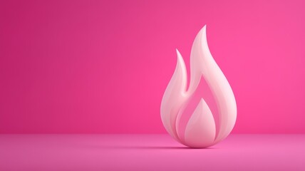 Pink 3d flame sculpture on vibrant background