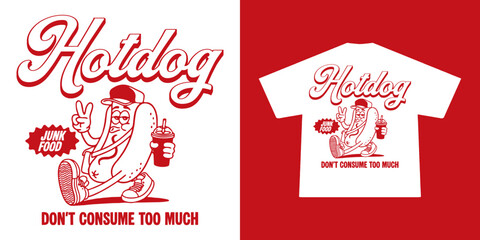 Cartoon chracter of hotdog Graphic Design for T shirt streetwear and urban style   © Therintproject