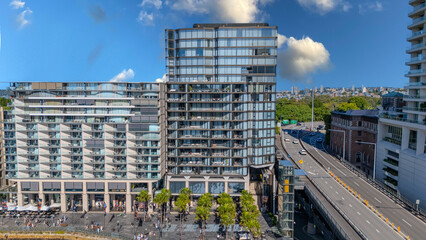 21 January 2026 Aerial Drone View of Sydney Harbour Circular Quay on a nice Summer day beautiful Sky in Sydney NSW Australia