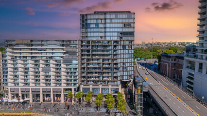 21 January 2026 Aerial Drone View of Sydney Harbour Circular Quay on a nice Summer day beautiful Sky in Sydney NSW Australia