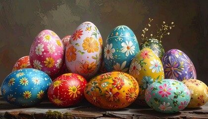 Springtime Easter celebration- Colorful eggs