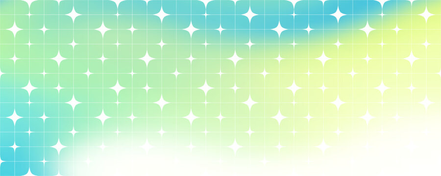 Y2K Sparkle Star Background. Abstract Grid Pattern with Spring Gradation. Cute Gradient Bg Design.