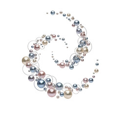 Fototapeta premium Elegant group of white pearls of various sizes floating and flying in the air, soft studio lighting, realistic 3D render, luxury aesthetic, isolated on white or transparent background, PNG Format.