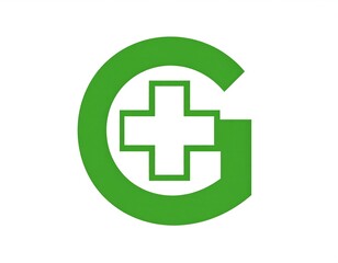 Obraz premium A green letter with a cross inside