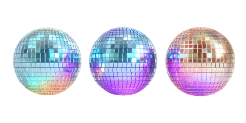 Colorful disco balls, reflective mirrors, party decoration