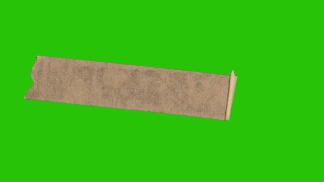 Single long translucent masking tape strip in stop motion on green screen, classic taped label element for titles, notes and graphics.