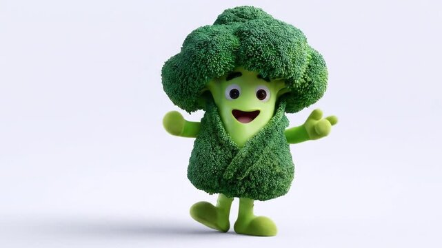 3D model of broccoli vegetable cartoon character