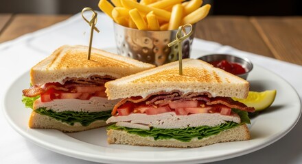 Club Sandwich with Fries.