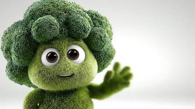 3D model of broccoli vegetable cartoon character