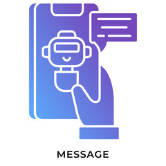 AI Message Gradient Anaglyph Icon &ndash; Chatbot Message on Smartphone, AI Assistant Chat Symbol