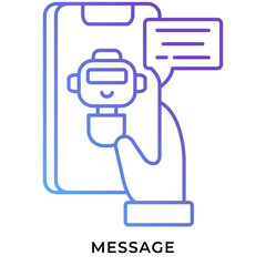 AI Message Gradient Line Icon &ndash; Chatbot Messaging on Mobile Phone, AI Assistant Conversation Symbol