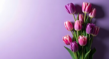Obraz premium Valentine's day flowers tulips bouquet pink purple love gift