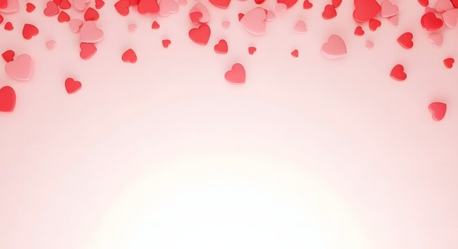 Valentine's day celebration background with falling red hearts