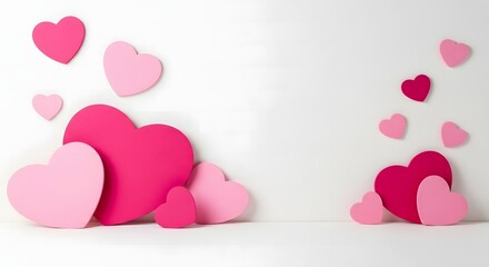Valentine's day hearts decorations in pink and red for love and romance