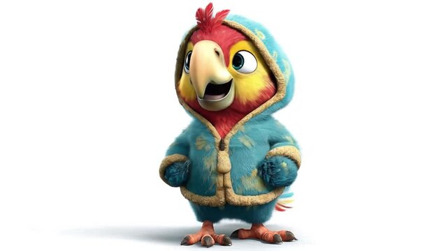 3d model of cartoon character parrot