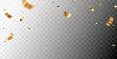 Bright golden confetti and ribbon backgrounds, design for celebrations banner. beautiful decoration vector illustration