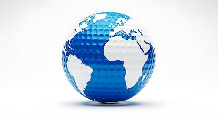 A golf ball designed as a globe representing a global game or environment