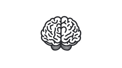 Human Brain Illustration Simple Black White.