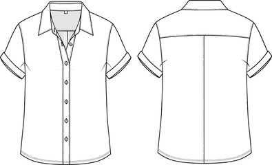 Technical flat sketch of a women's hooded zip-up windbreaker jacket featuring raglan sleeves and welt pockets front and back views for fashion design CAD © Its Ariful 