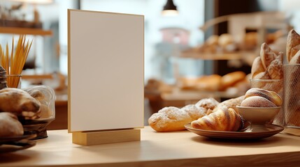 Blank advertising mockup board for advertisement at the bakery shop