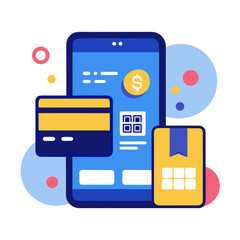 mobile phone with flat icons