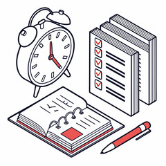 vector illustration of a calendar and a pen