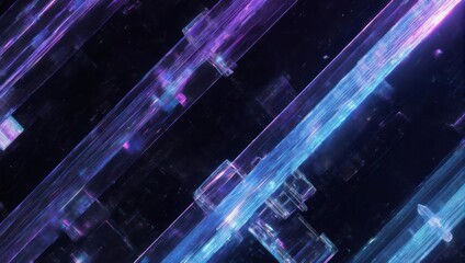 Abstract digital art, glowing translucent lines and cubes
