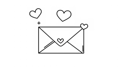 Envelope design with hearts adding a romantic touch, created AI, PNG