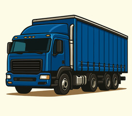 Blue Cargo Truck for Freight and Logistics Transportation Illustration