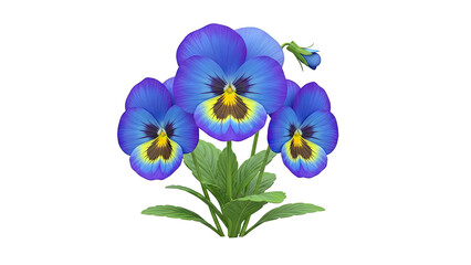 Vibrant Blue Pansies with Yellow and Brown Centers