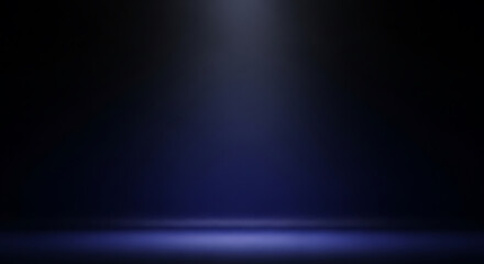 Obraz premium Spotlight on Dark Stage with Blue Light Bar