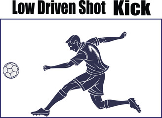 Fototapeta premium Soccer Player Low Driven Shot Silhouette – Isolated Vector