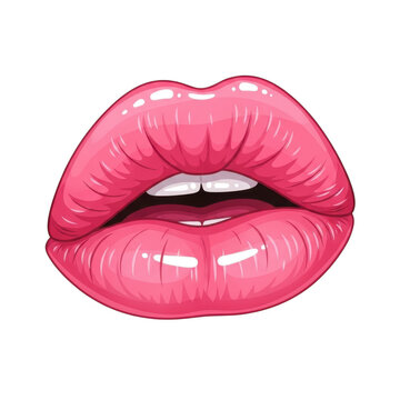 Pink lips illustration isolated on transparent background isolated on transparent background