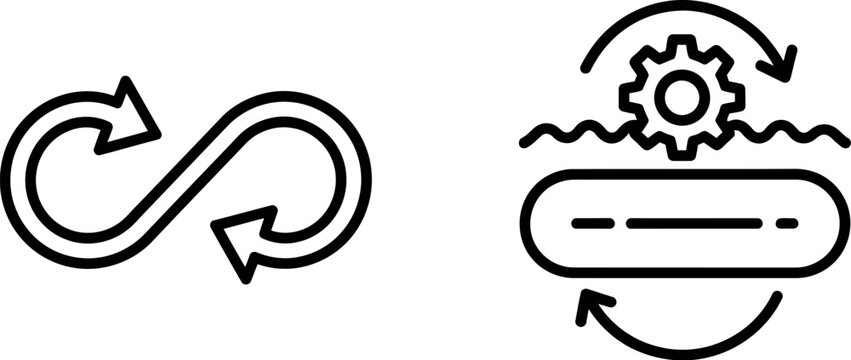 Simple line icons representing infinite loop and process