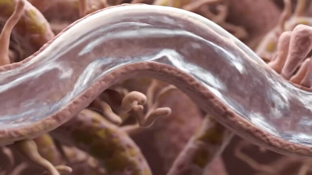 A detailed 3D animation showcasing the intricate process of fluid and cellular transport within a biological vessel.