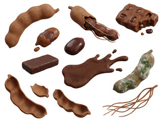 Fototapeta premium Tamarind Still Life: Raw, Ripe, and Spoiled